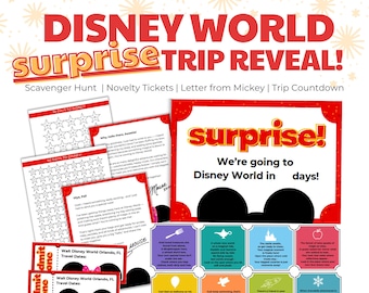 Disney World Trip Reveal Scavenger Hunt – WDW Printable Surprise letter, Novelty tickets (Digital Download)