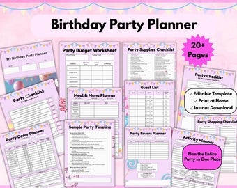 Kids Birthday Party Planner | Printable, Editable Canva (Instant Download)