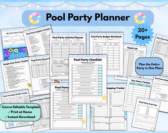 Pool Party Planner | Kids Checklist, Budget, Organizer (Digital Download)