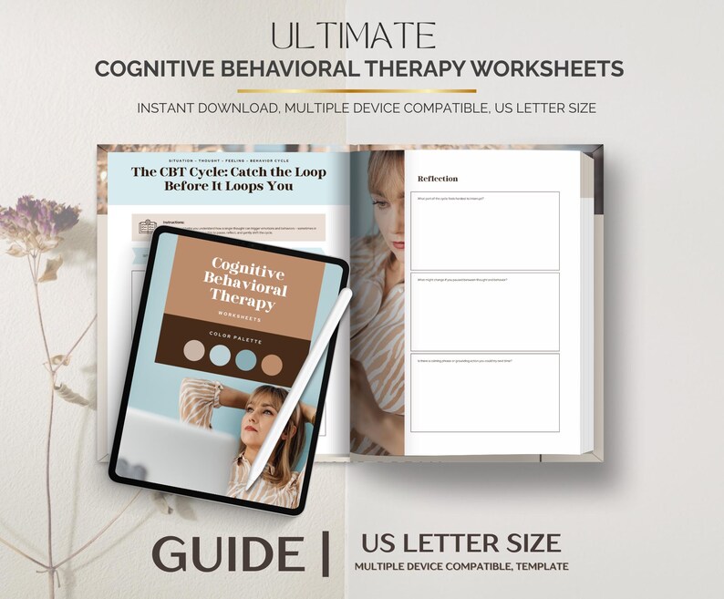 CBT Worksheets: Cognitive Behavioral Therapy, Mental Health Journal ...
