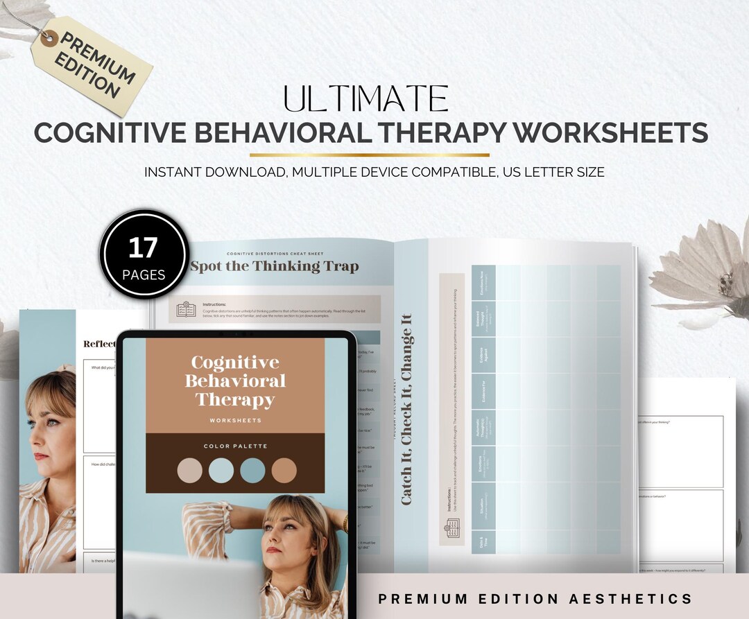 CBT Worksheets: Cognitive Behavioral Therapy, Mental Health Journal ...