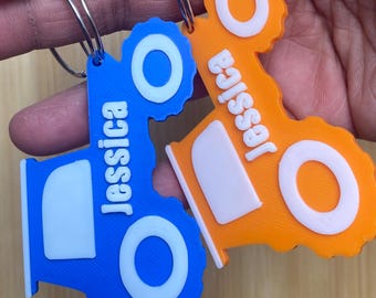 Personalized  Tractor Bag Tag: Custom Kids Backpack Charm