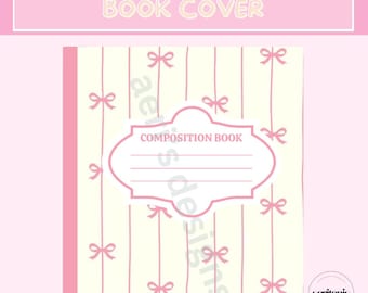 Coquette Composition Book Cover: Pink Bows Printable (Digital Download)