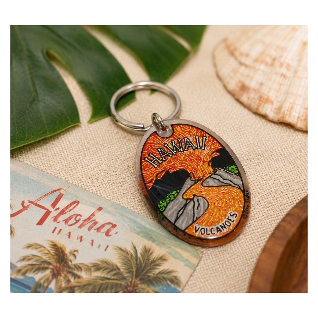 Lava Volcano Key Chain Vintage Hawaii Volcanoes Keychain Retro Hawaiian Lava Volcano Souvenir ...