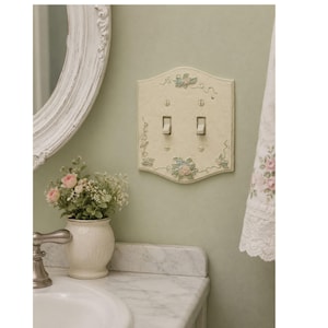 Vintage Double Toggle Light Switch Cover Floral Cottagecore Wall Decor Resin