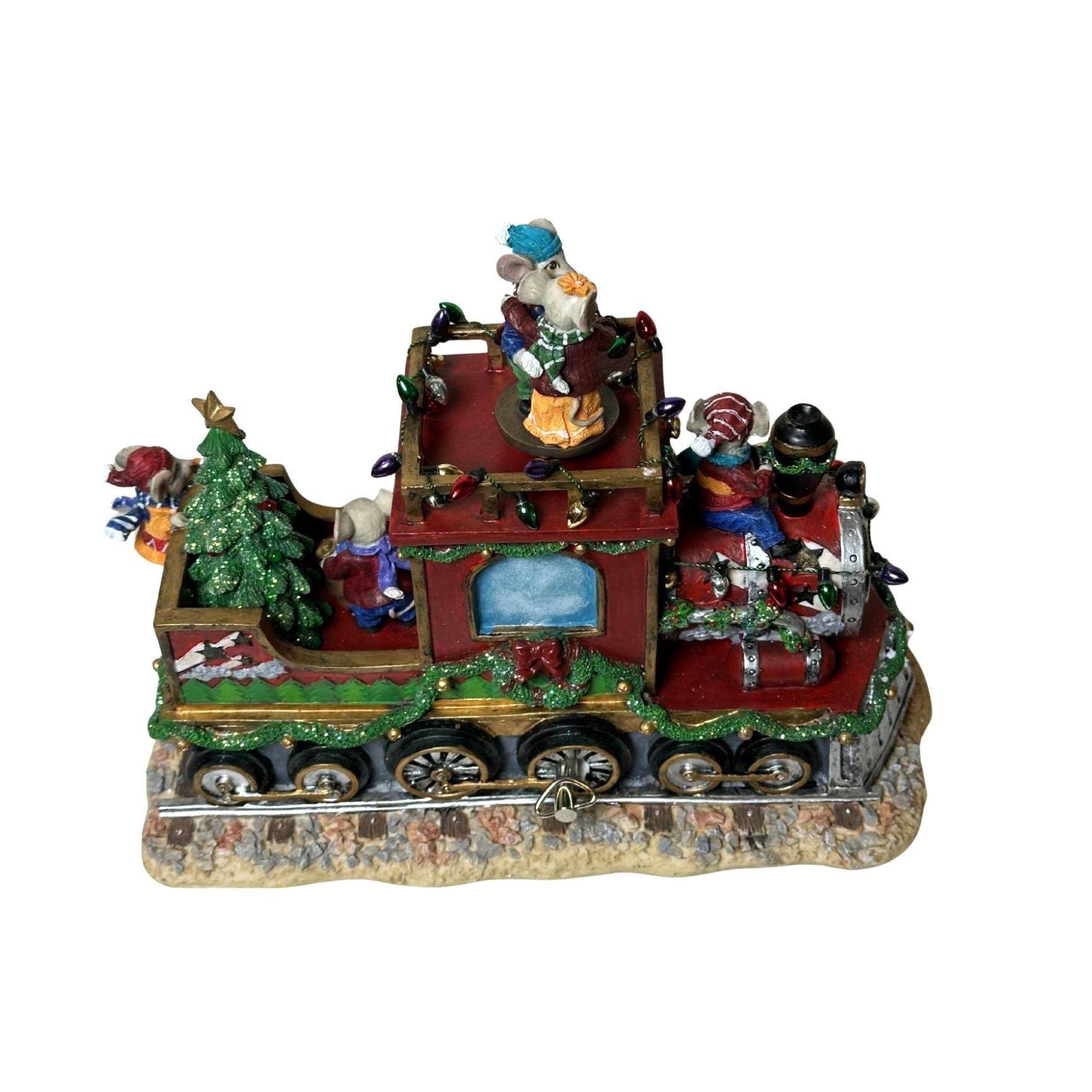 San Francisco Music Box Company Christmas Mouse Train Music Box