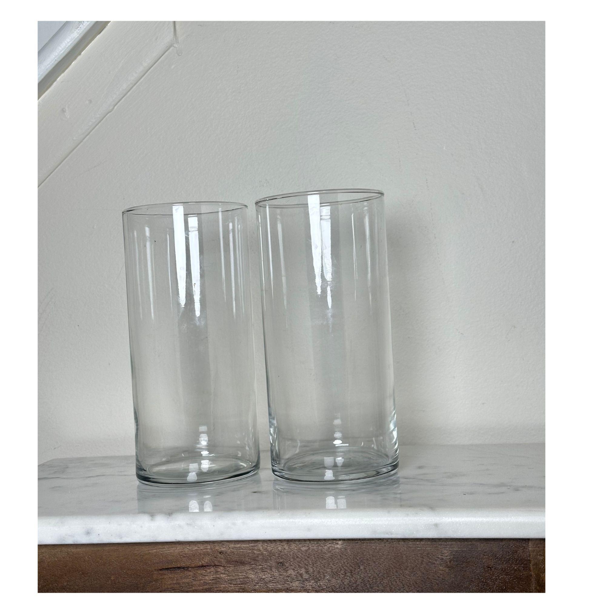 Set of 2 Glass Hurricane Candle Cylinders – Wedding Floating Candle ...