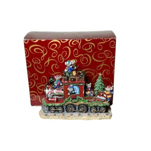 San Francisco Music Box Company Weihnachtsmaus-Zug Spieluhr | “Wir wünschen Ihnen frohe Weihnachten” | Urlaub Harz Zug Figur | Lichter & Mäuse