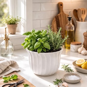 Peut inclure: Ensemble de trois mugs en céramique crème, avec un glaçage moucheté. Chaque mug présente un motif floral peint à la main en bleu, vert et jaune. Forme arrondie et anse confortable.