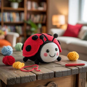Crochet Ladybug Plushie: Handmade Amigurumi Stuffed Animal