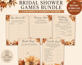Lot de jeux floraux pour la douche nuptiale d'automne
