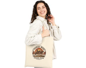 Western Horse Mom Social Club Tote | Americana, Vintage Rodeo Canvas Bag | Cowgirl Mother's Day Gift