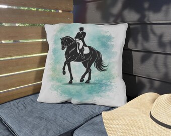 Dressage Rider Outdoor Throw Pillow | Piaffe Dressage Outdoor Cushions | Equestrian Gift