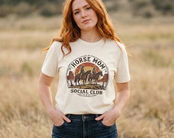 Western Horse Mom Social Club Tee |  Americana, Vintage Rodeo | Cowgirl Mother's Day Gift