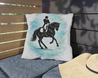 Dressage Rider Outdoor Throw Pillow | Collected Canter Dressage Outdoor Cushions | Equestrian Gift