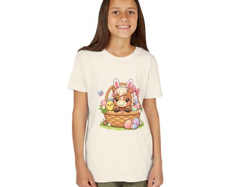 Easter Horse Kids Tee Shirt | Easter Bunny Horse in Basket Youth Tee | Easter Basket Stuffer