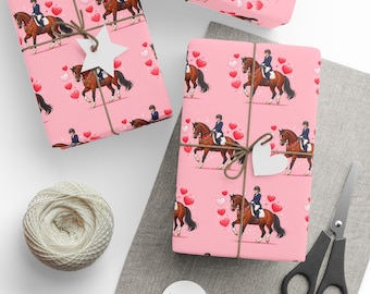Mother's Day Horse Wrapping Paper | Pink Dressage Equestrian Gift Wrap | Horse Lover Gift
