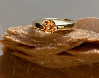 Spessartite Tangerine Garnet 14k Yellow Solid Gold Ring