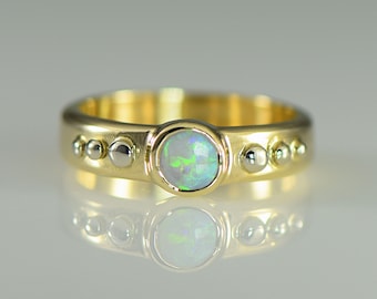 Australian Opal Ring in 14k Yellow and White Gold