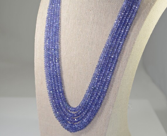 Natural Tanzanite Five Strand Necklace Faceted Ro… - image 2