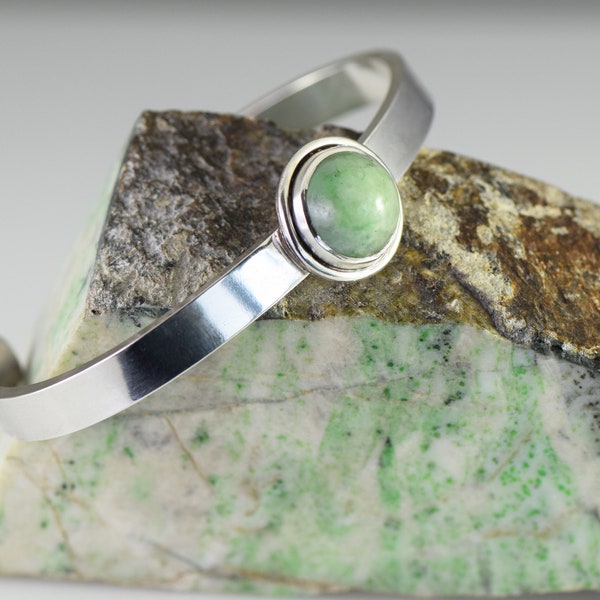 Vermont Jade Cuff Bracelet in Sterling Silver