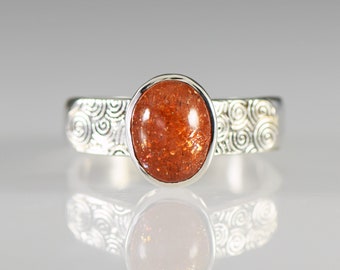 Oregon Sunstone Sterling Silver Hand Crafted Ring