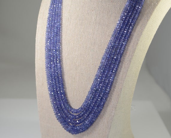 Natural Tanzanite Five Strand Necklace Faceted Ro… - image 4