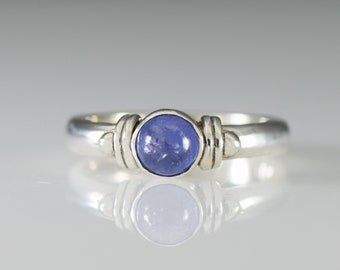 Tanzanite Cabochon Hand Crafted Sterling Silver Ring