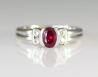 Ruby and Diamond 14K White Gold Ring