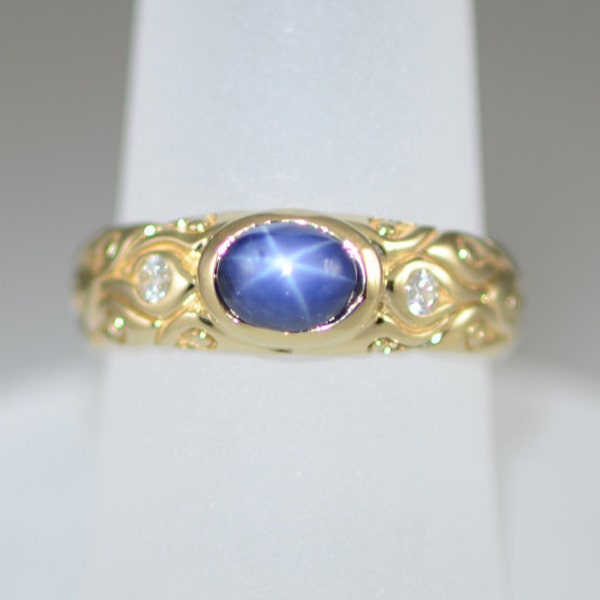 Star Sapphire & Diamond 14K Mystical Ring