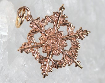 Snowflake Charm 14k Yellow Solid Snowflake Charm Pendant