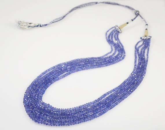 Natural Tanzanite Five Strand Necklace Faceted Ro… - image 6