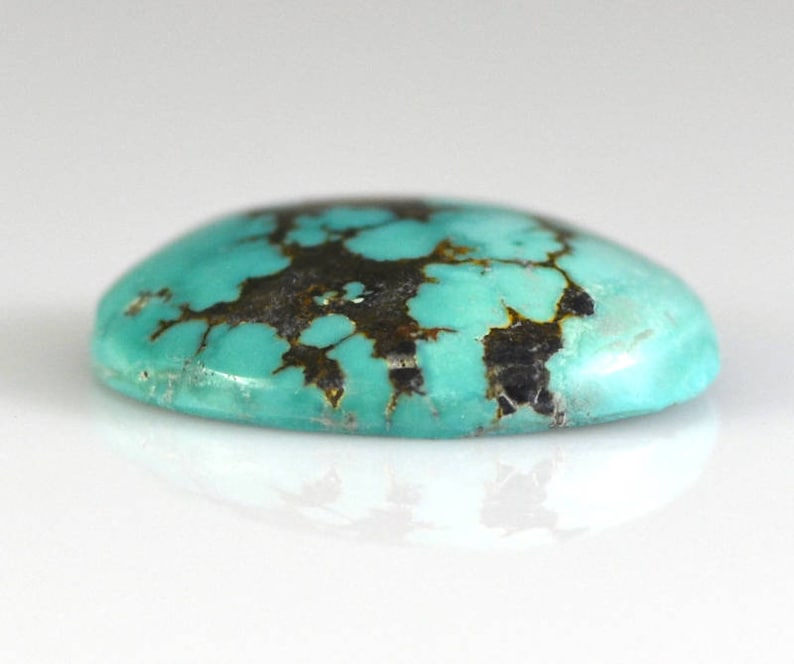 Kingman Spiderweb Natural Turquoise Freeform Cabochon 24.65 Carats 24.8x23.4mm Not Backed