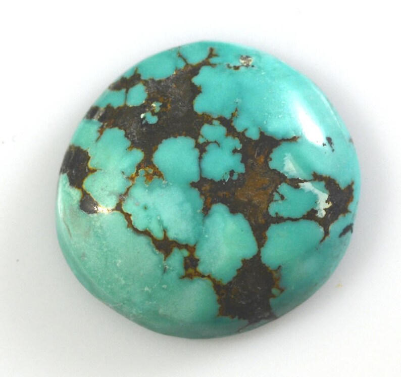 Kingman Spiderweb Natural Turquoise Freeform Cabochon 24.65 Carats 24.8x23.4mm Not Backed