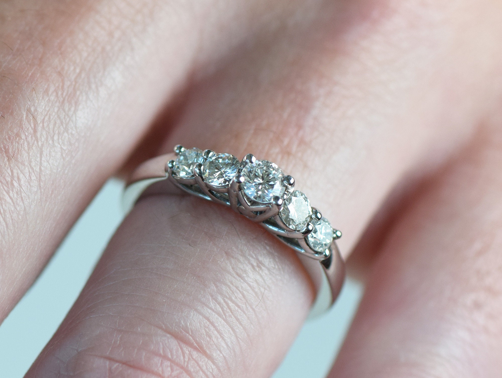 Five Stone Trellis Set Diamond Wedding Ring | Angara