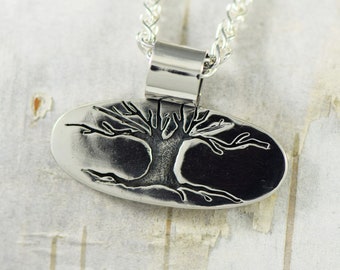 Winter Oak Tree Pendant in Sterling Silver