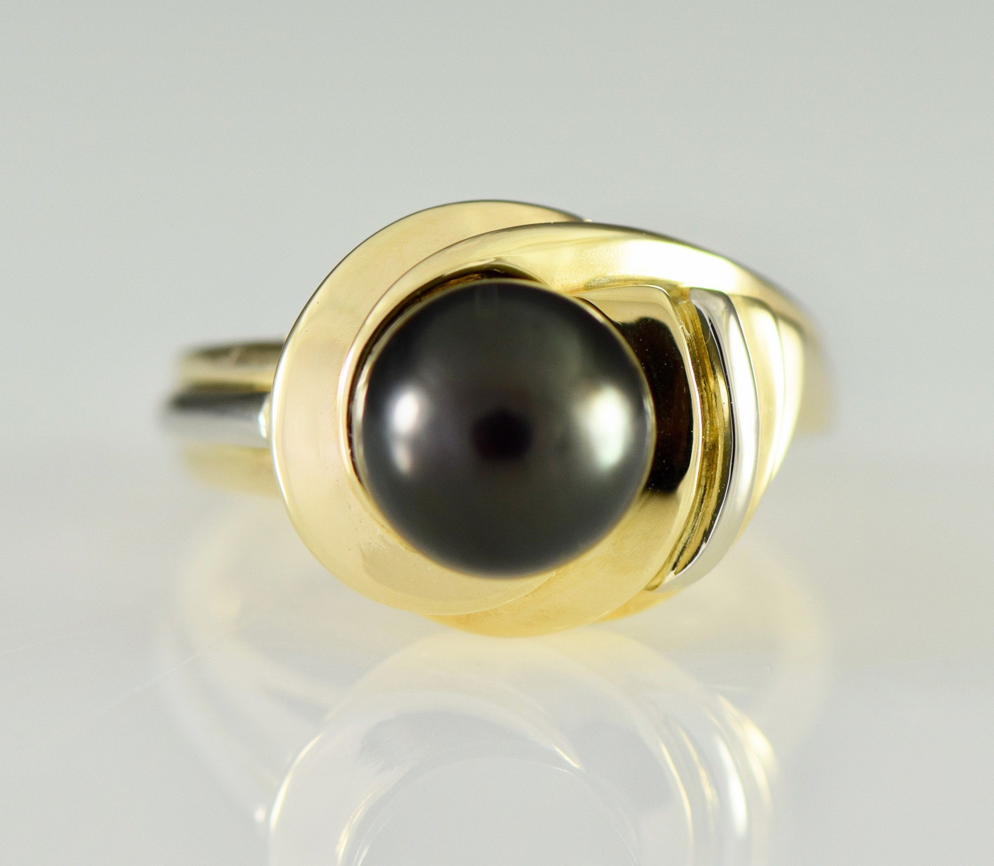 Bague Perle Noire De Tahiti Baroque - Or Jaune 14ct Plaqué, Taille Réglable, Neuve Avec étiquettes