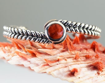 Spondylus Spiny Oyster Shell in a Sterling Silver and 14K Rose Gold Cuff Bracelet