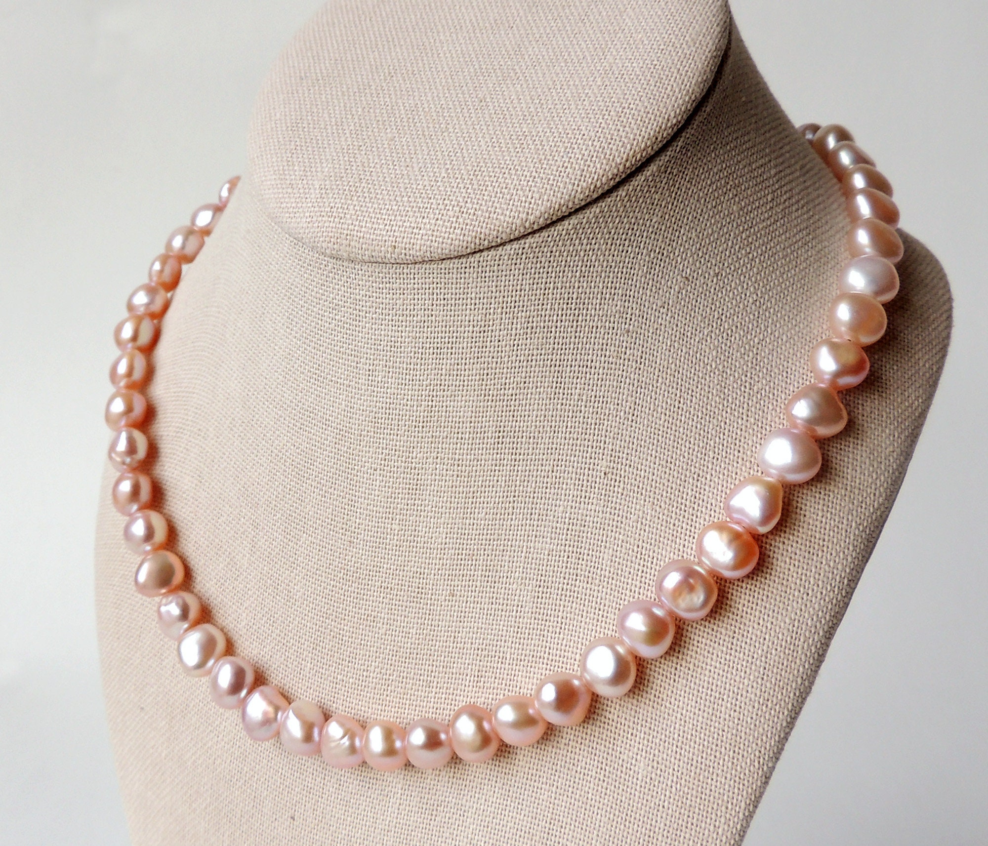 Pink Freshwater Pearl Necklace 20-22