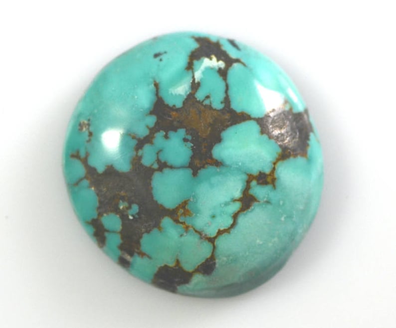 Kingman Spiderweb Natural Turquoise Freeform Cabochon 24.65 Carats 24.8x23.4mm Not Backed