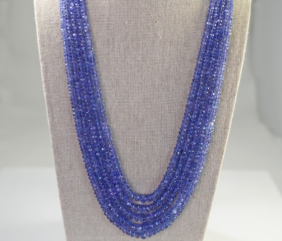 Natural Tanzanite Five Strand Necklace Faceted Ro… - image 5