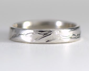 Mountain Band Crafted in 14k Whiter Solid Gold Vermont Green Mountain Band