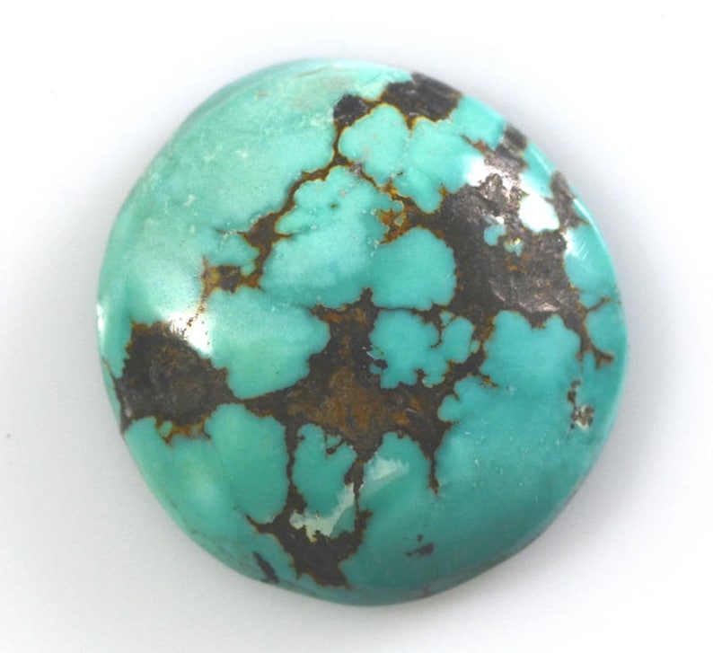 Kingman Spiderweb Natural Turquoise Freeform Cabochon 24.65 Carats 24.8x23.4mm Not Backed