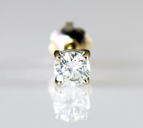 Estate Vintage Single Diamond Stud 3.75 mm 14k Wh… - image 1