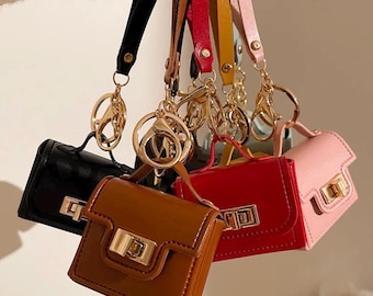 Mini Faux Leather Purse Keychain – Fashion Bag Charm