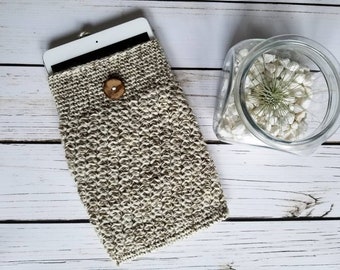 Wool Tablet Sleeve, E-Reader Sleeve, IPad Sleeve, Neutral Knit Tablet Sleeve, Crochet Tablet Sleeve