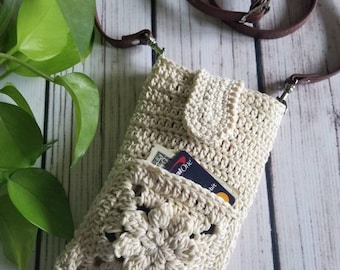 Beige Phone Purse, Cross Body Phone Purse, Phone Wallet Purse, Phone Bag, Cell Phone Holder