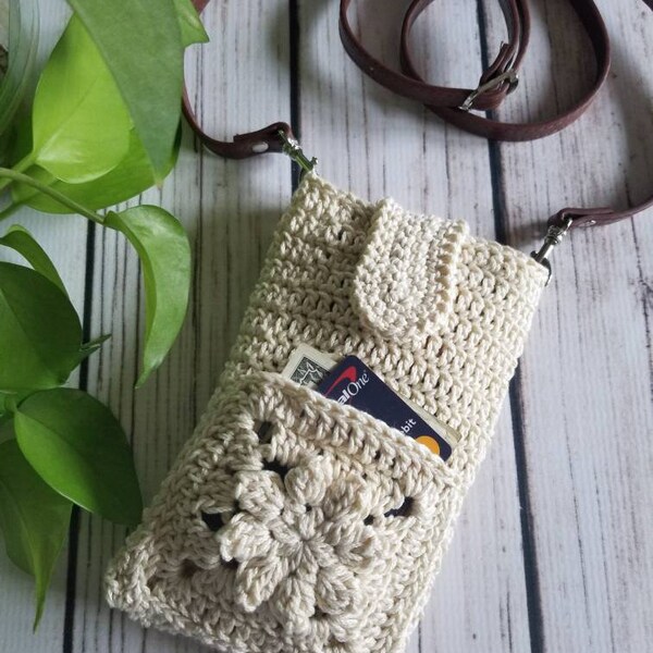 Beige Phone Purse, Cross Body Phone Purse, Phone Wallet Purse, Phone Bag, Cell Phone Holder