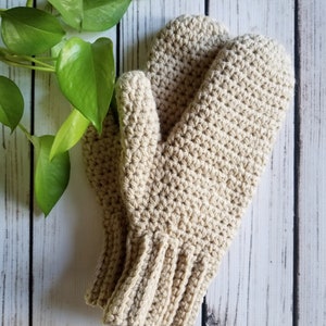 Chunky Crochet Mittens, Thick Acrylic Yarn, Adult Size