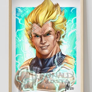 DBZ Dragon Ball Z Super Saiyan Vegeta Premium Satin Original Art Print Poster